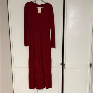 Elegant Red Long Sleeve Dress